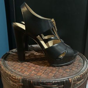 Black Leather Michael Kors Platform Heels